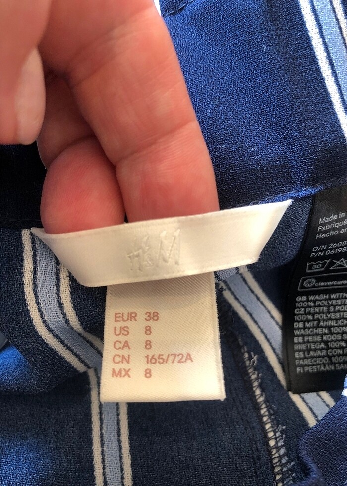 HM lacivert mavi beyaz çizgili beli lastikli bol kesim yan cepli - Görsel 5