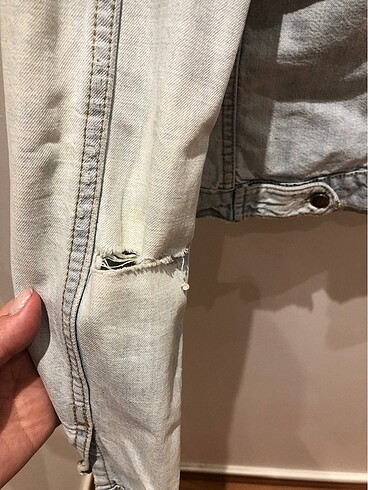 Limon marka açık mavi kot ceket orijinali yıpratılmıştır - Görsel 8