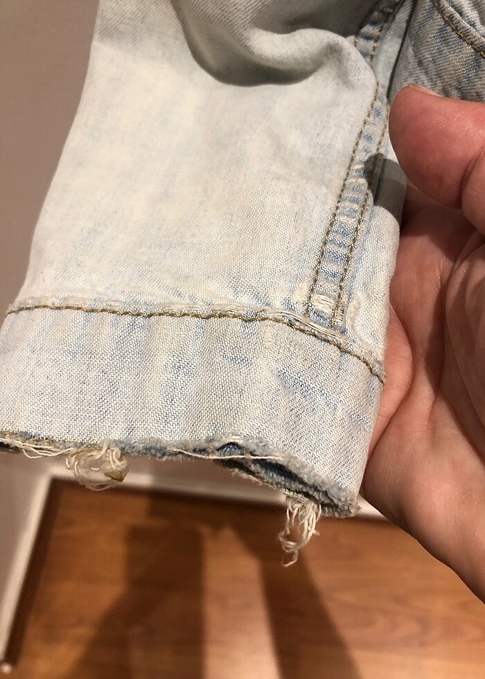 Limon marka açık mavi kot ceket orijinali yıpratılmıştır - Görsel 5