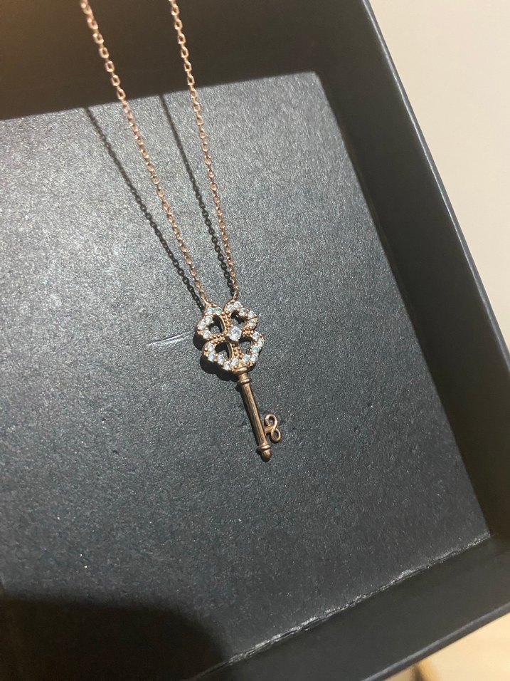 925 ayar gümüş bronz anahtar kolye - Görsel 4