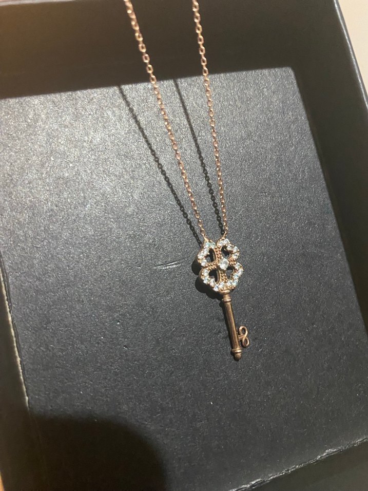 925 ayar gümüş bronz anahtar kolye - Görsel 5