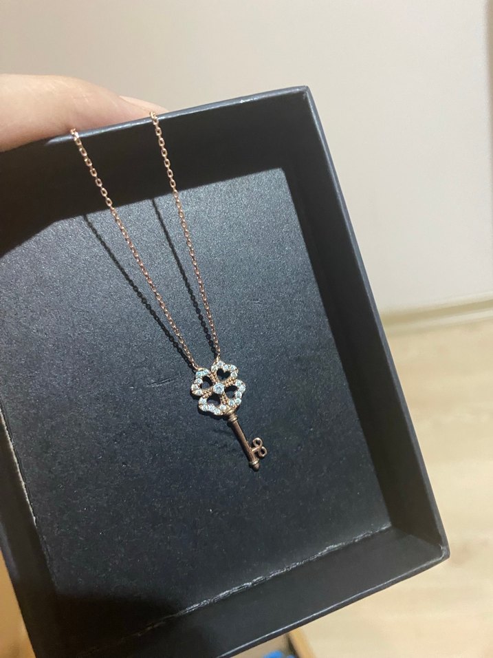 925 ayar gümüş bronz anahtar kolye - Görsel 3