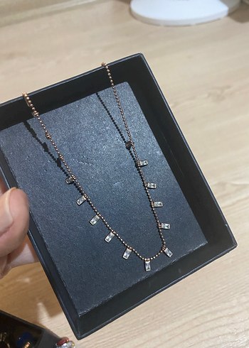 Bronz Renk 925ayar gümüş Detaylı Midi Kolye - Görsel 2