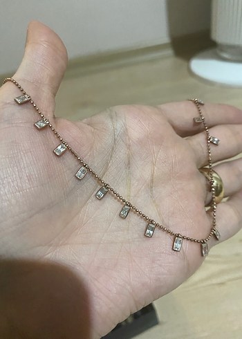 Bronz Renk 925ayar gümüş Detaylı Midi Kolye - Görsel 3