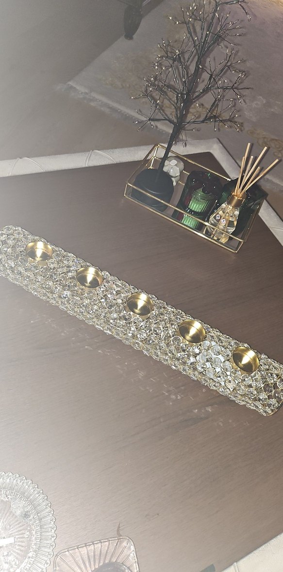 kristal taşlı 5li mumluk - Görsel 2