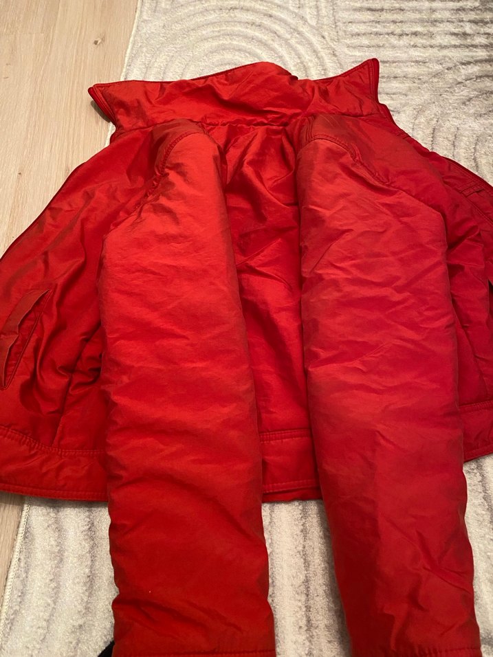 Kırmızı Fermuarlı Normal Boy Kadın Mont - Görsel 5