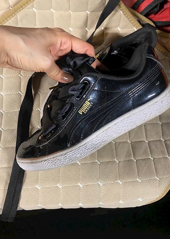 Kadın Siyah Rugan Yüksek Topuklu Spor Ayakkabı - Görsel 4