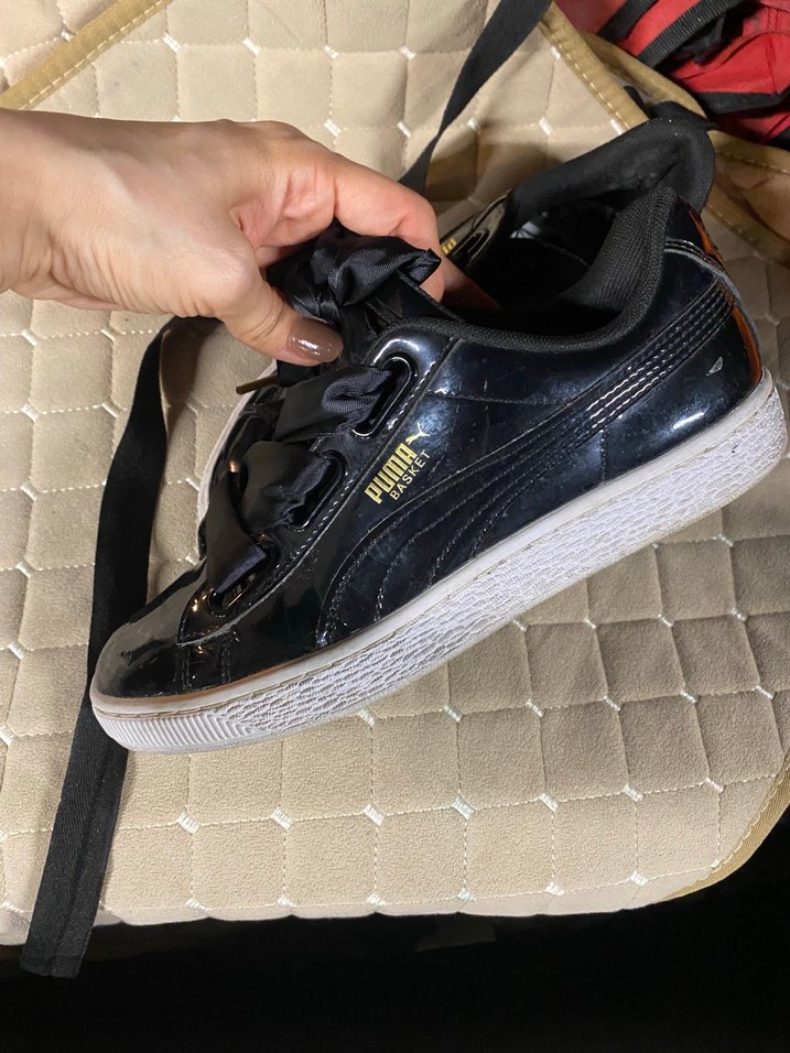 Kadın Siyah Rugan Yüksek Topuklu Spor Ayakkabı - Görsel 4