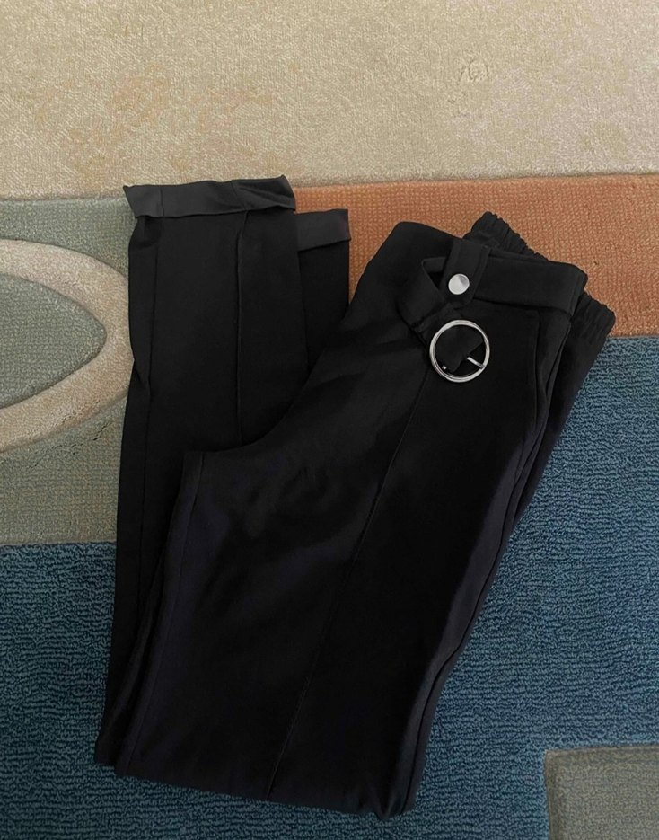 Tokalı Siyah Kumaş Pantolon - Görsel 2