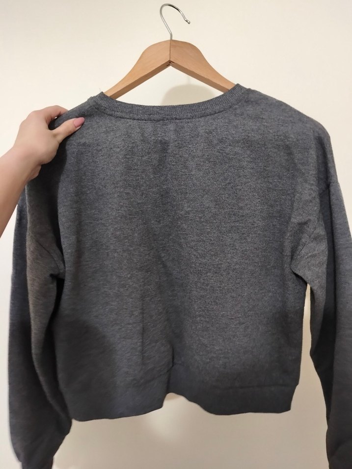 Gri Kadın Baskılı Sweatshirt - Görsel 2