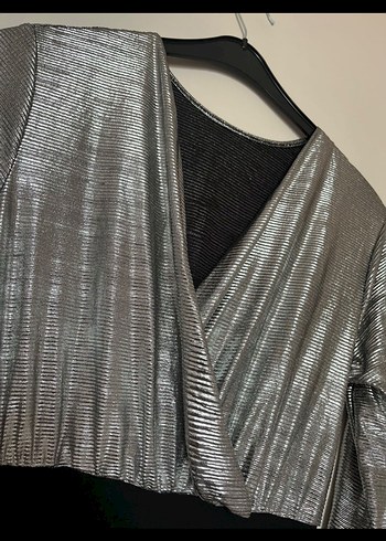 Kadın Gri V Yaka Uzun Kollu Tulum - Görsel 2