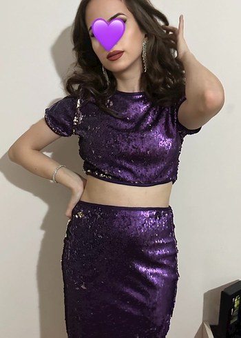 Mini Mor Parlak Kadın Abiye Elbise - Görsel 2