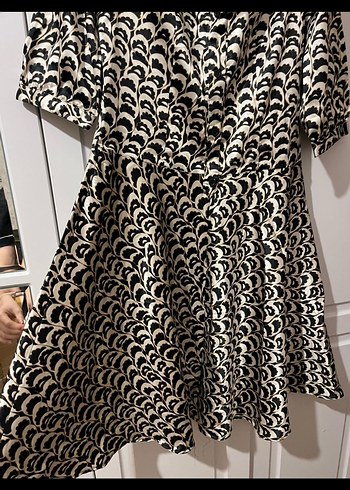 Siyah  Desenli Uzun Kollu Elbise - Görsel 2