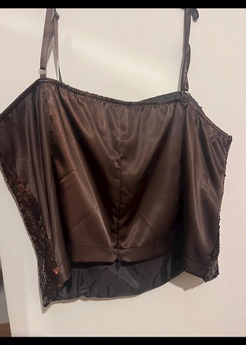 Kahverengi Desenli Drapeli Büstiyer - Görsel 3