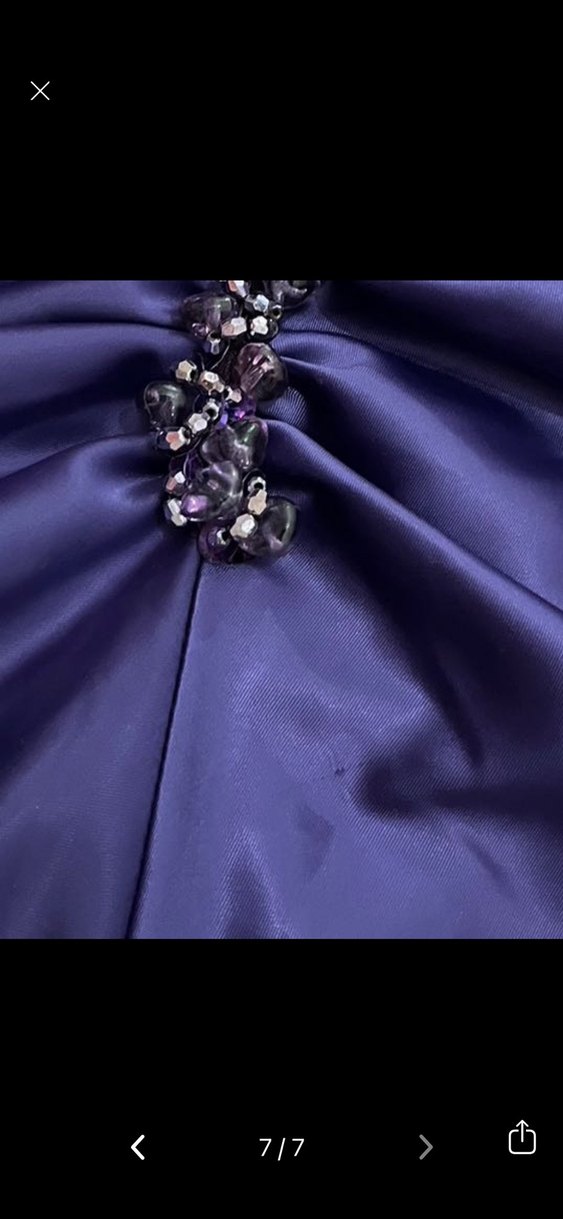 Mor V Yaka Drapeli Gece Elbisesi - Görsel 4