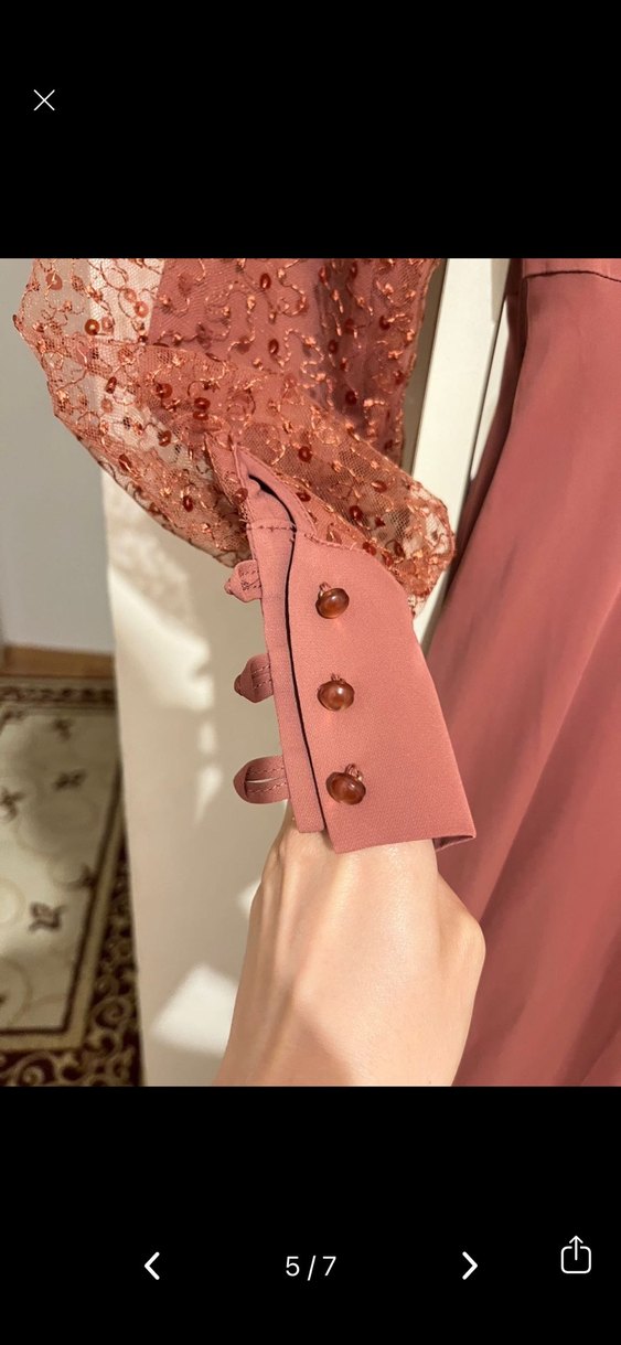 Somon Renk Kadın Tesettür Abiye Armine - Görsel 5