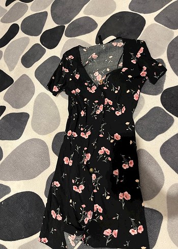 V Yaka Çiçekli Mini Elbise H&M - Görsel 3