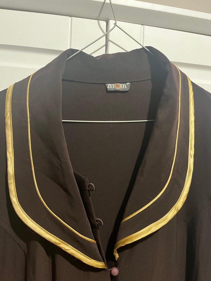 Düğmeli kahverengi Ferace - Görsel 2