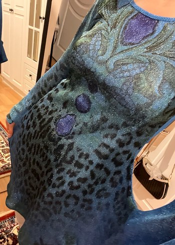 Mavi Desenli Salaş Kadın elbise - Görsel 2