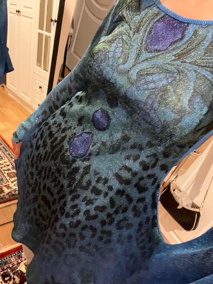 Mavi Desenli Salaş Kadın elbise - Görsel 2