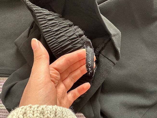36 Beden siyah Renk Kadın siyah kemer detaylı pantolon
