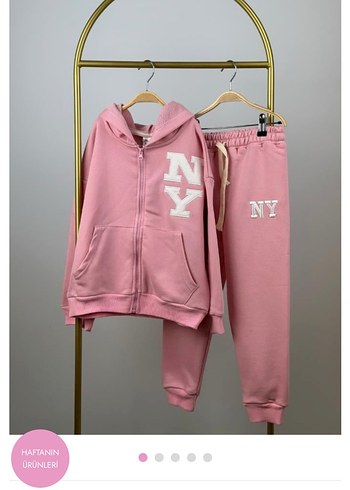 Pembe NY Baskılı Rahat Kız Eşofman Takımı