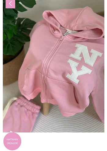 6 Yaş Beden pembe Renk Pembe NY Baskılı Rahat Kız Eşofman Takımı
