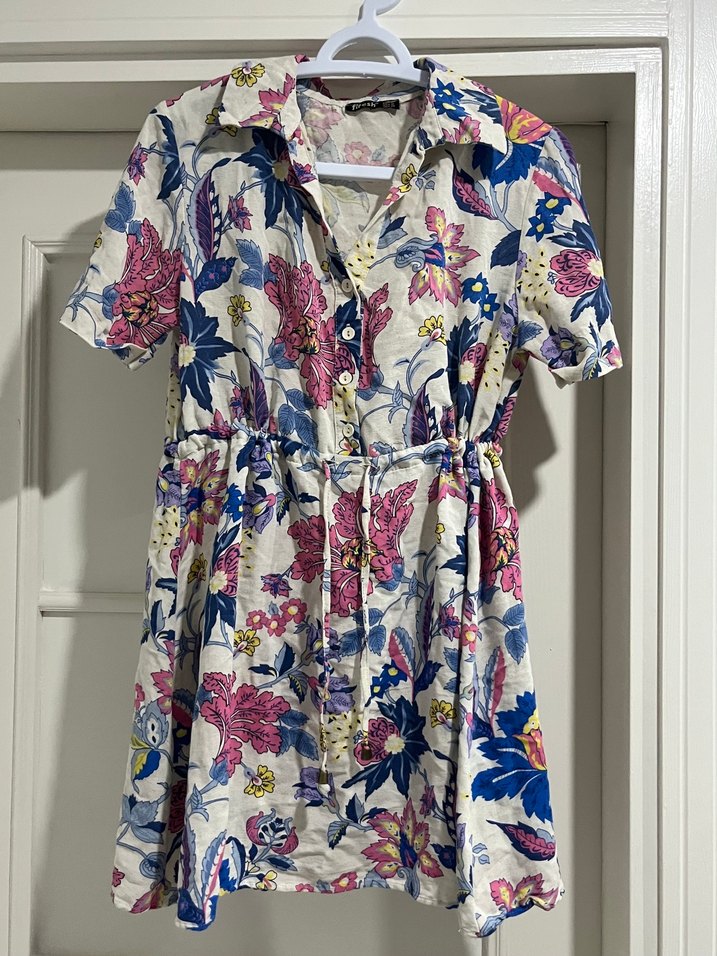 Pastel renkli çoklu desenli elbise - Görsel 2