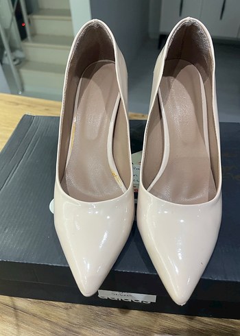 Pudra pembesi Parlak Stiletto Topuklu Kadın Ayakkabı - Görsel 3