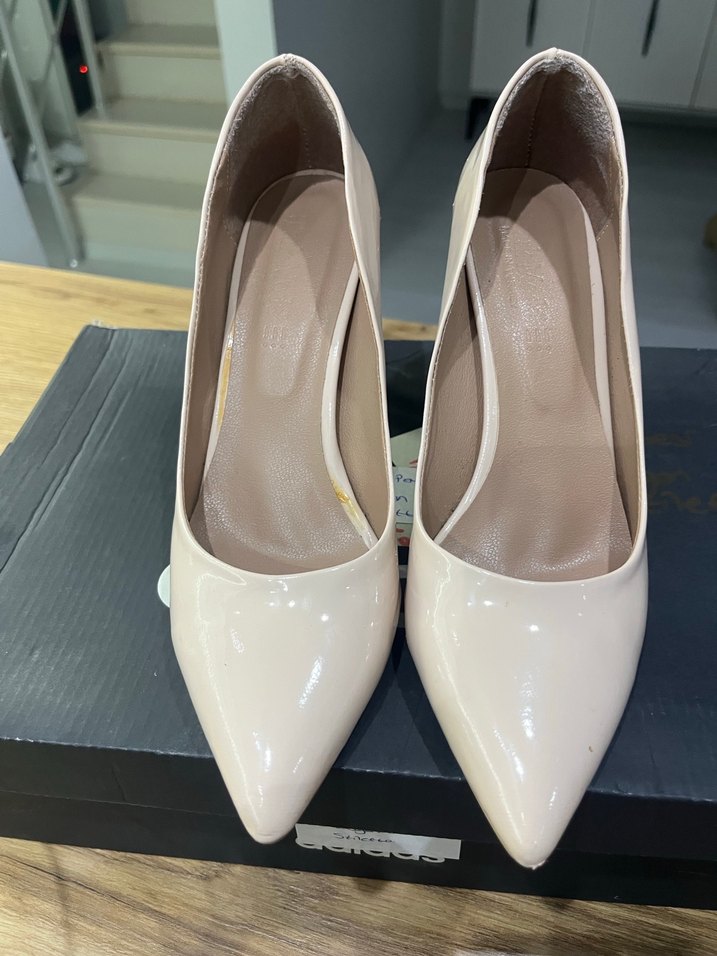 Pudra pembesi Parlak Stiletto Topuklu Kadın Ayakkabı - Görsel 3