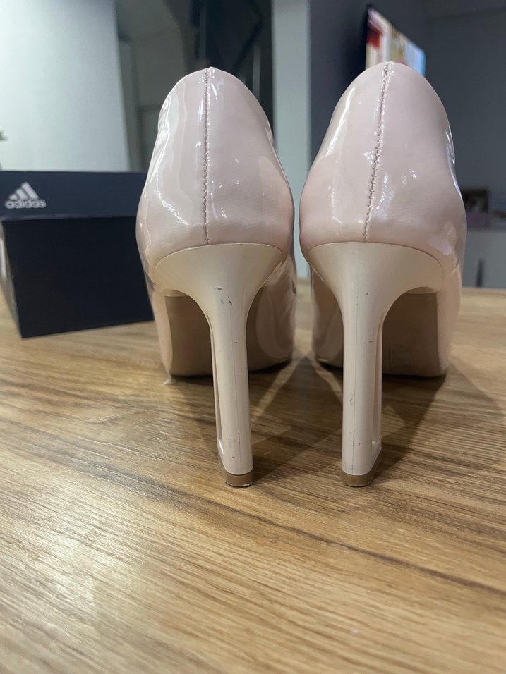 Pudra pembesi Parlak Stiletto Topuklu Kadın Ayakkabı - Görsel 2