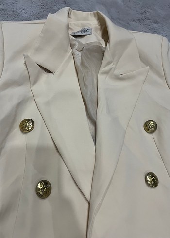Diğer Düğmeli krem Kadın Blazer Ceket