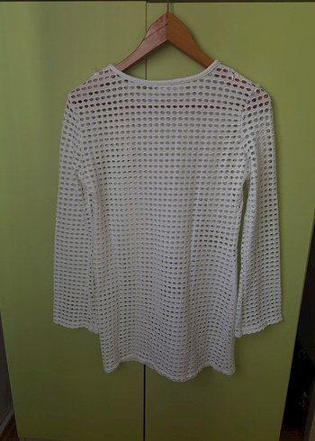 Mango Beyaz Örgü Uzun Kollu Elbise - Görsel 3