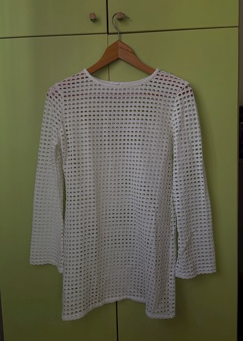 Mango Beyaz Örgü Uzun Kollu Elbise - Görsel 2