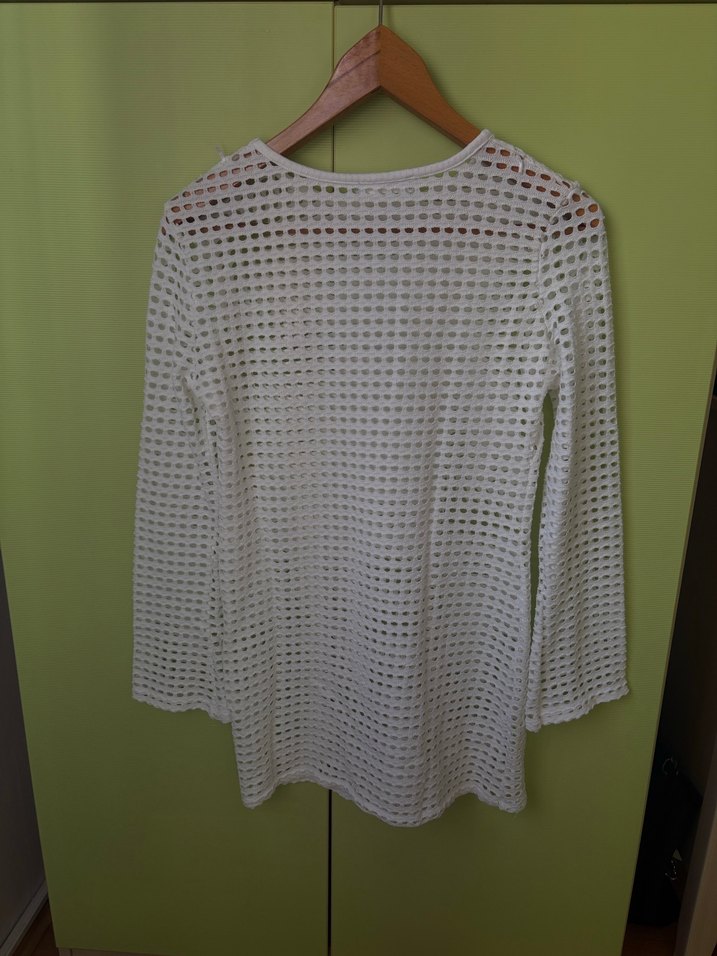 Mango Beyaz Örgü Uzun Kollu Elbise - Görsel 3