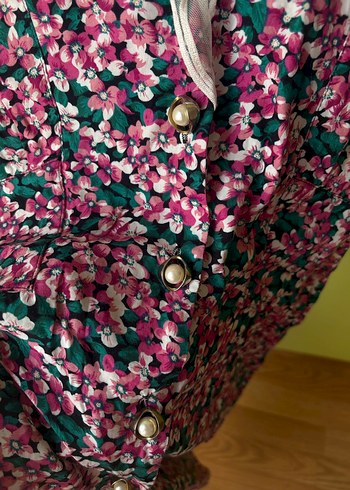 Düğmeli Vintage Elbise - Görsel 3