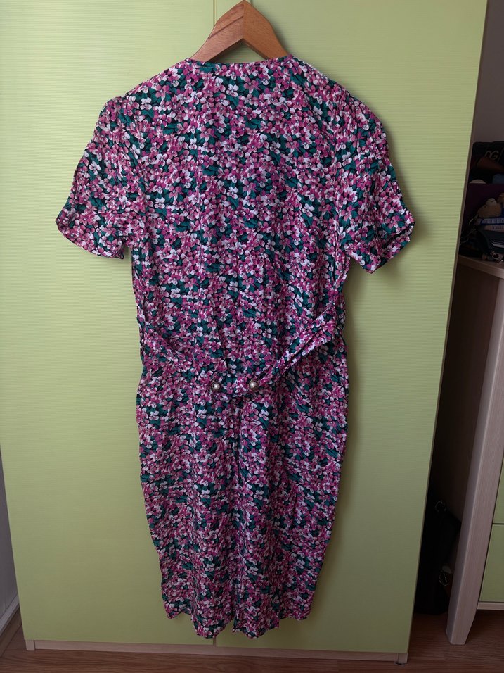 Düğmeli Vintage Elbise - Görsel 4