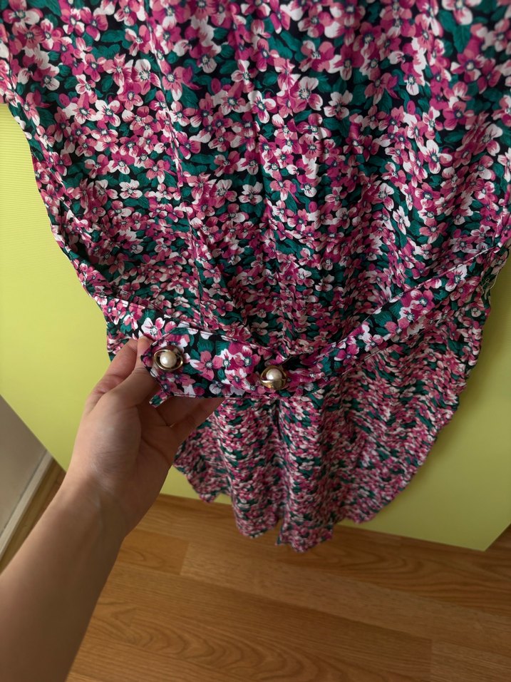 Düğmeli Vintage Elbise - Görsel 5