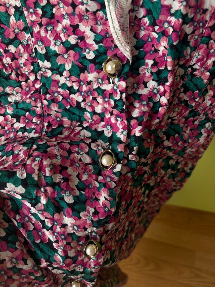 Düğmeli Vintage Elbise - Görsel 3