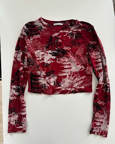 Bershka bordo desenli bluz
