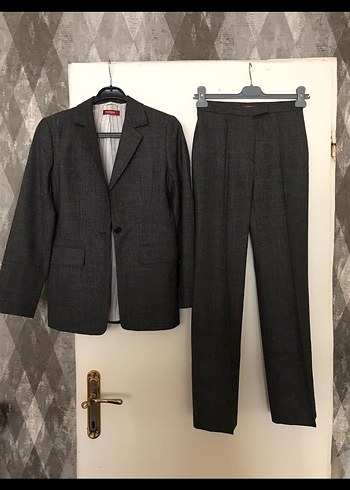 Gri Kadın Ofis Takımı, Regular Fit, Yün Kumaş