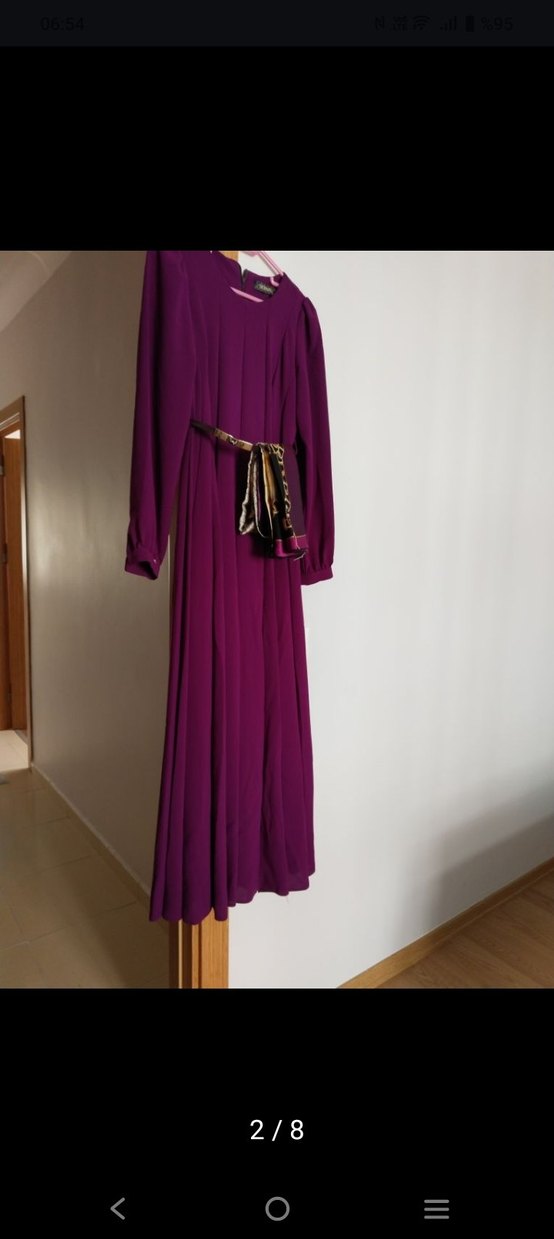 Mor Uzun söz kına  Gotik Kadın Elbise başörtü takım s m beden - Görsel 3