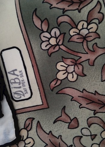 Saf İpek başörtü Mavi ve Gri - Görsel 4