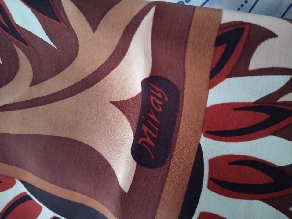 Saf İpek başörtü Mavi ve Gri - Görsel 5