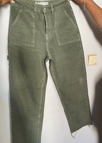 Kadın Haki Bol Kesim Kot Pantolon