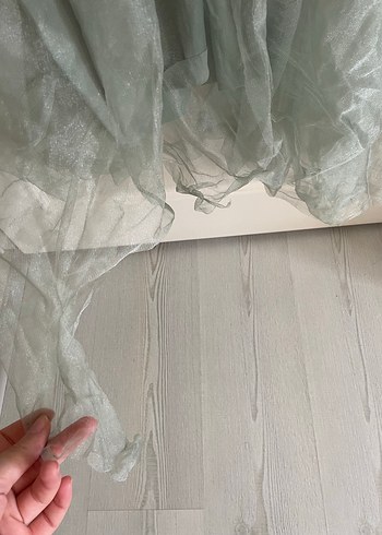 Yeşil Uzun Drapeli Abiye Elbise - Görsel 6