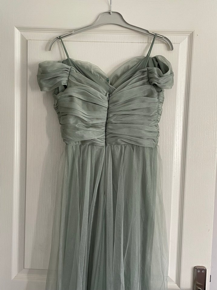 Yeşil Uzun Drapeli Abiye Elbise - Görsel 3