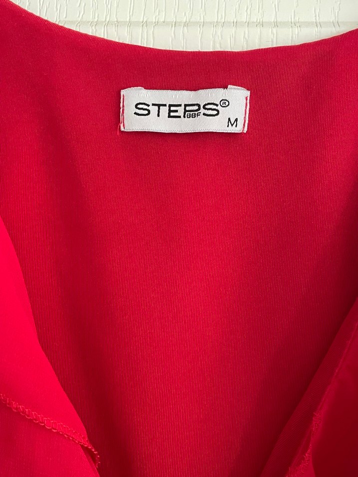 Kırmızı Drapeli Midi Kadın Elbise - Görsel 3