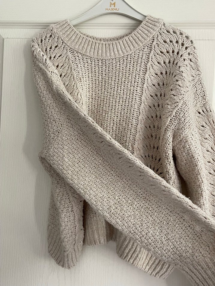 Bej Örgü Kadın Kazak - Görsel 3