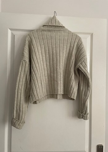 Bej Kadın Boğazlı Triko Kazak - Görsel 2